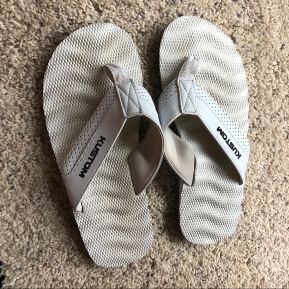 white kustom flip flops